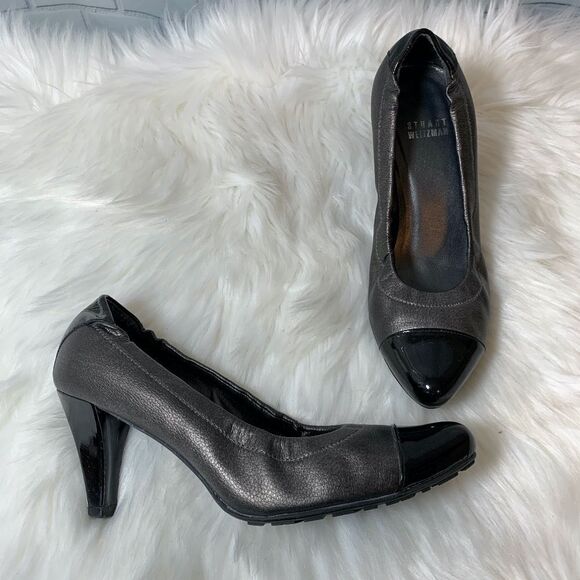 Stuart Weitzman Bronze W/Black Toe Heels Size 6.5 - Picture 1 of 7